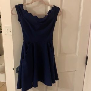 Navy off the shoulder dress